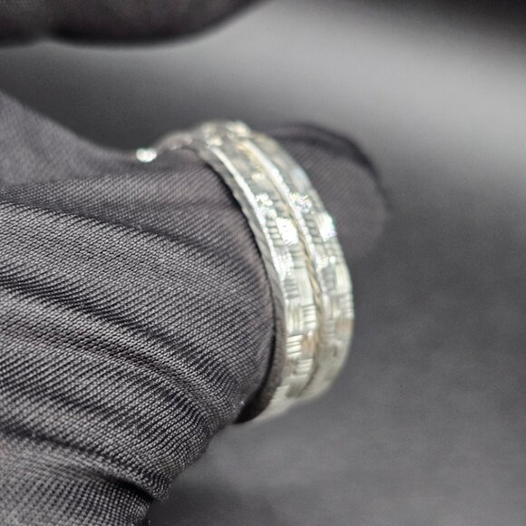 Sterling Silver 925 Rhodium Plated Diamond Cut Twisted Oval Hoop Earrings 18mm - Picture 7 of 13